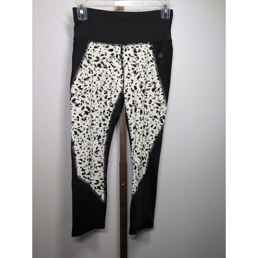 Athleta Printed Stealth TruCool Capri Pant Black White Size XS Style 777534 EUC‎